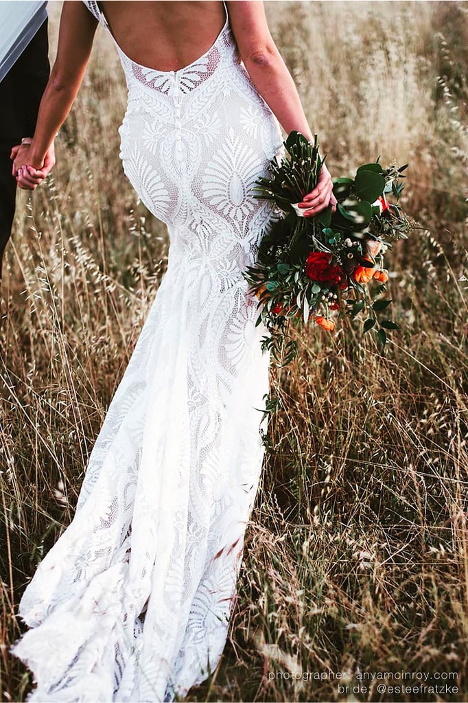 cascading lace gown