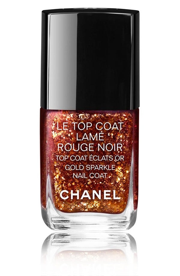 Chanel Le Topcoat Lamé Rouge Noir Gold Sparkle Nail Coat