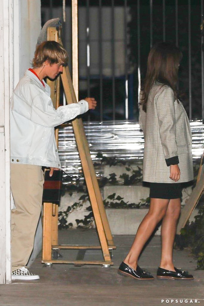 Selena Gomez Plaid Blazer on Valentine's Day 2018
