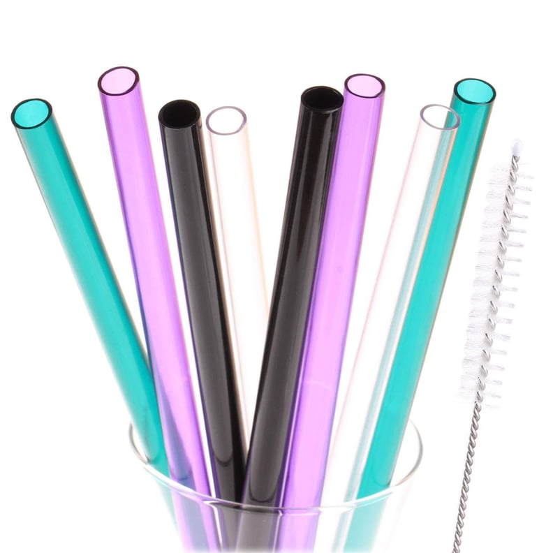 Dakoufish Wide Mouth Reusable Plastic Replacement Drinking Straws