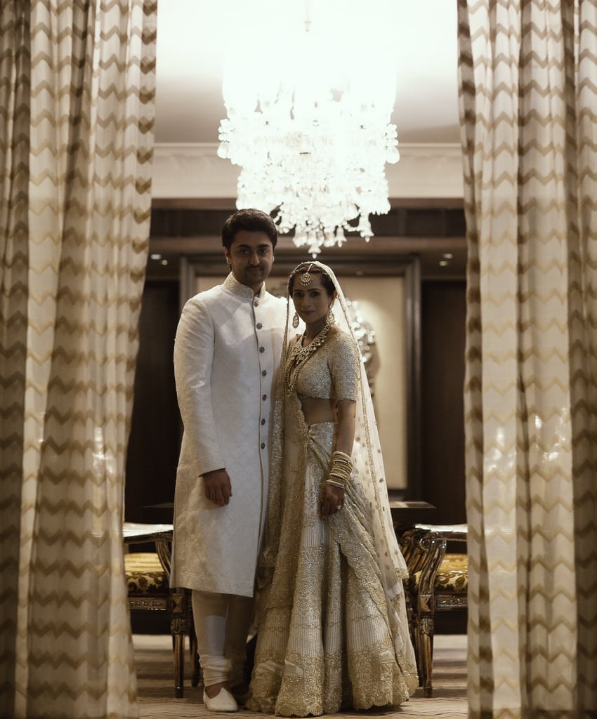Bride Embroidered Love Story on Wedding Dress