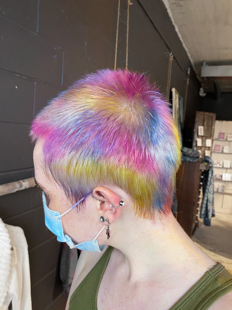 Kitchen Sponge Multi-Coloured Hair Dye Technique