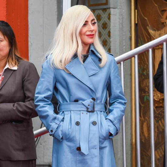Lady Gaga's Blue Leather Trench Coat