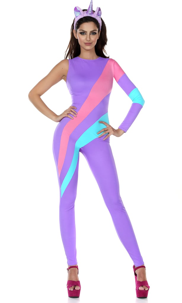 One-Sleeve Striped Unicorn Catsuit  ($78)