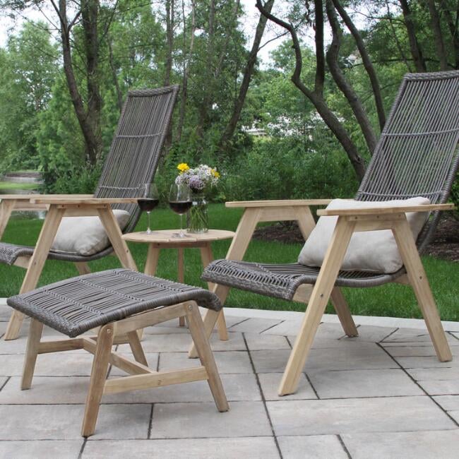 Teak Wood and All Weather Hakui Outdoor Seating Collection