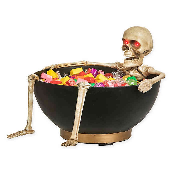 Gemmy Animated Candy Bowl With Laughing Skeleton