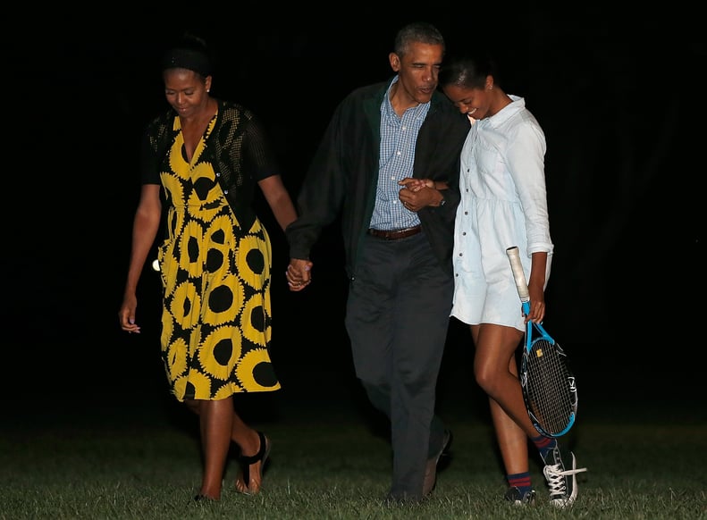 When Barack shared a private laugh with his oldest daughter.
