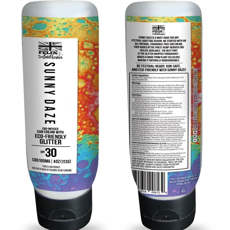 Weed and Glitter Infused Sunscreen from Felix & Ambrosia