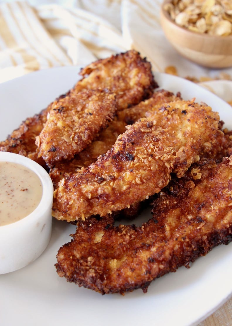 Honey Bunches of Oats Crusted Oven Baked Chicken Strips