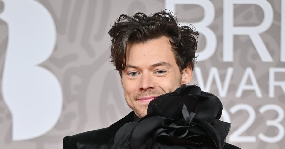 Harry Styles Peplum Suit and Dyed Hair at the Brits 2023