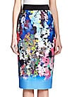 Milly Floral-Print Neoprene Pencil Skirt