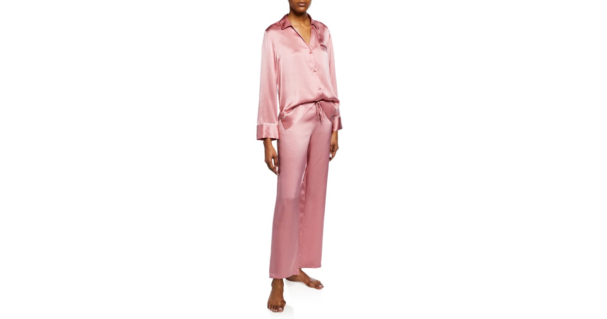 Josie Natori Silk Spread-Color Pajama Set | Selena Gomez Pink Pajamas