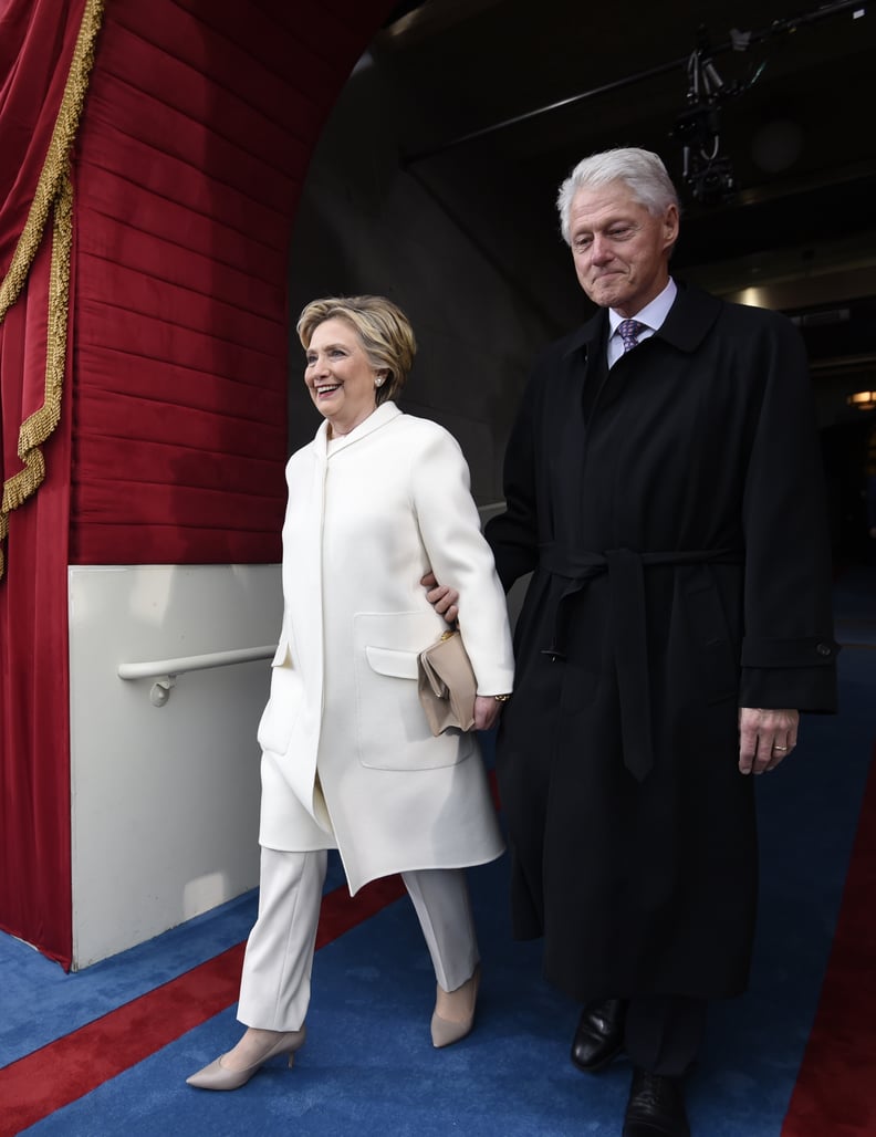 Hillary Clinton Arrived in Washington  DC in a White Pantsuit Set