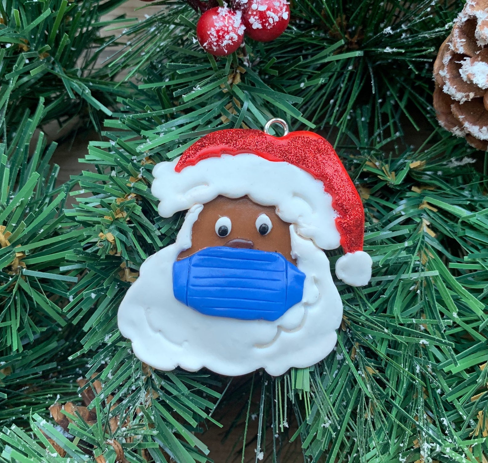 Christmas Tree Ornaments 2020 Santa Wearing Mask Hanging PeadantS Decor Gift USA 