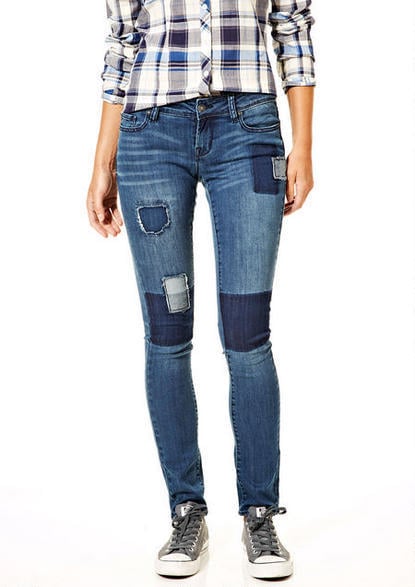 Delia's Taylor Low-Rise Skinny Jeans with Patches ($50)