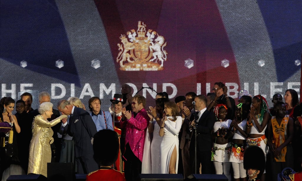 Prince Charles kissed his mom's hand at the Diamond Jubilee Concert at Buckingham Palace. Prince Charles kissed his mom's hand at the Diamond Jubilee Concert at Buckingham Palace.