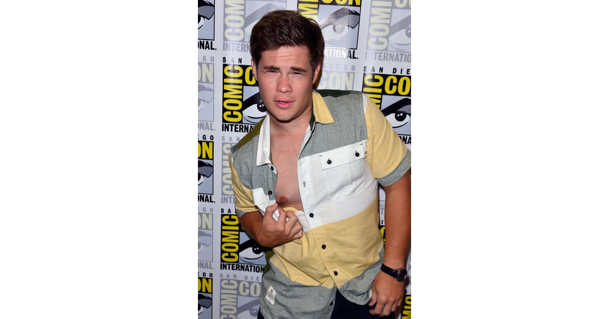 Adam Devine had a nipslip at the Workaholics press line. Celebrities