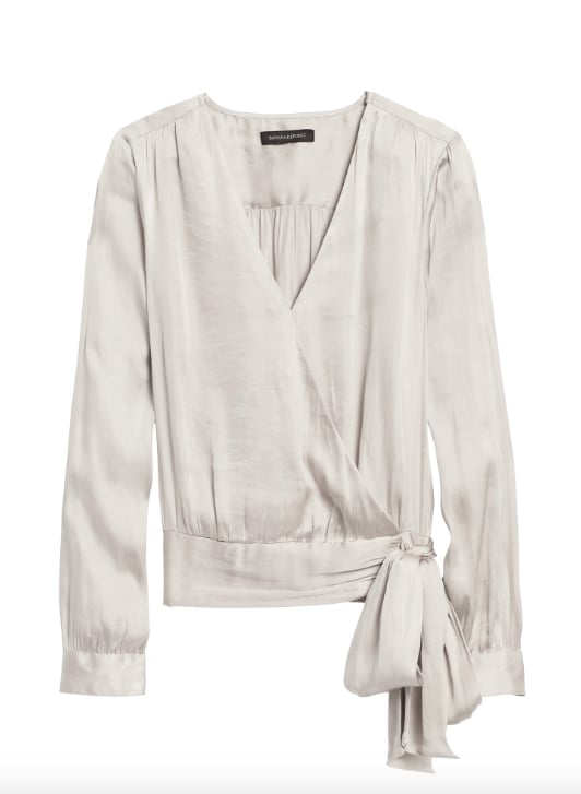 Petite Soft Satin Puff-Sleeve Top