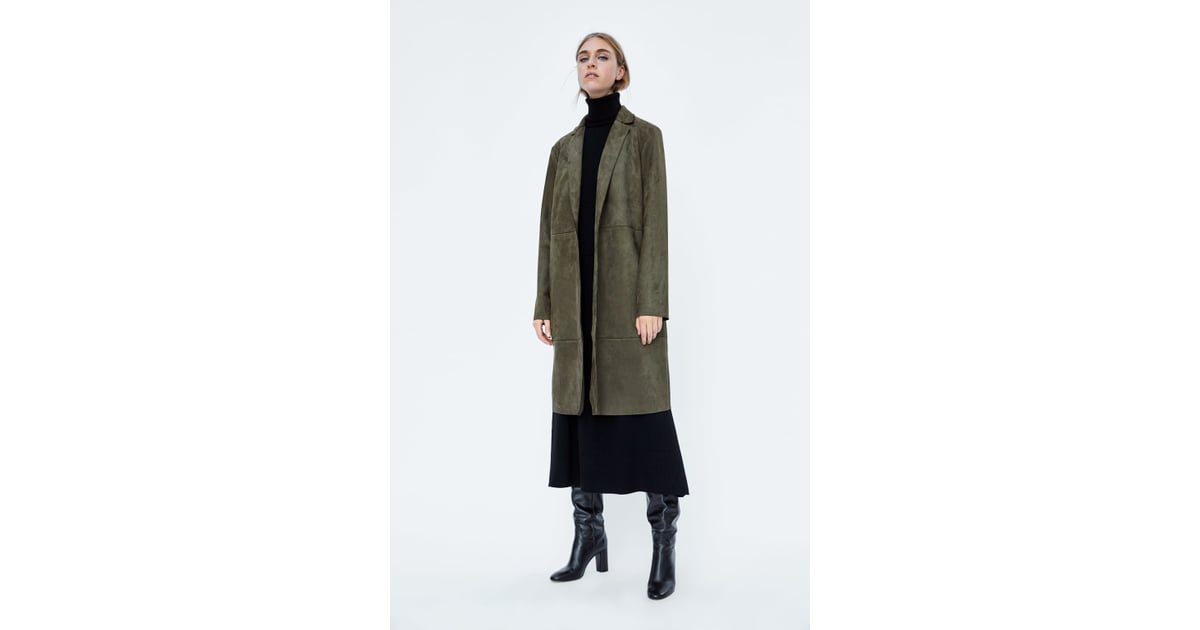 suede look coat zara