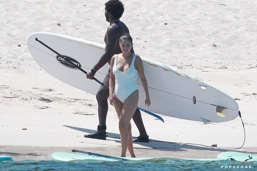 Selena Gomez White One-Piece in Mexico