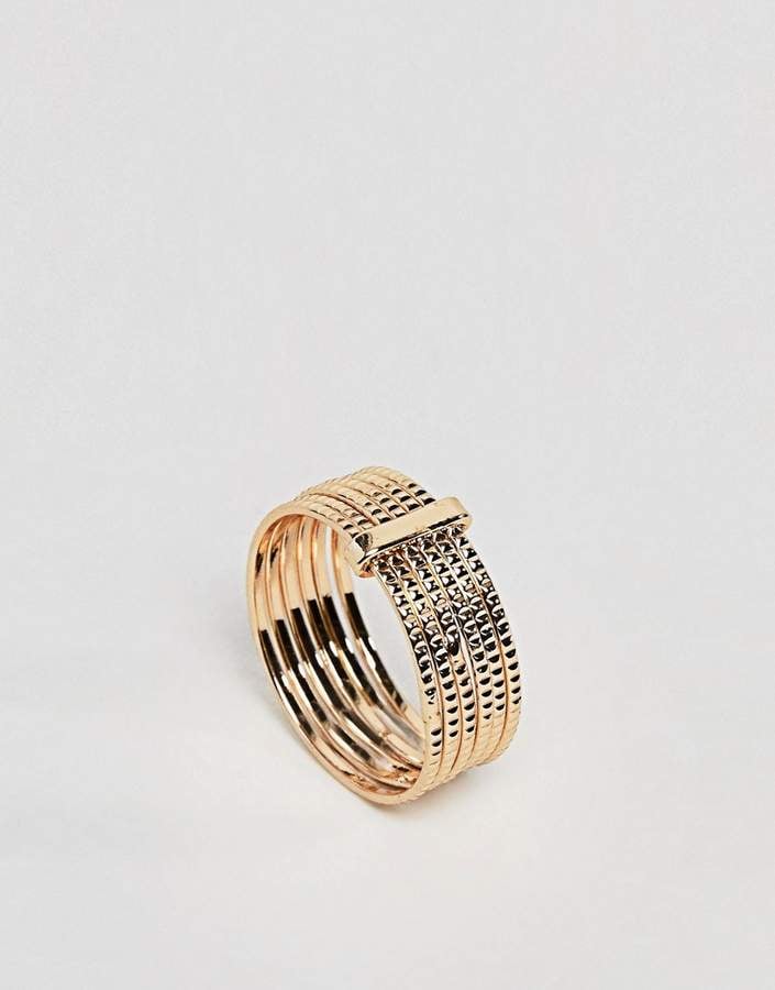 ASOS Fine Hammered Layered Pinky Ring