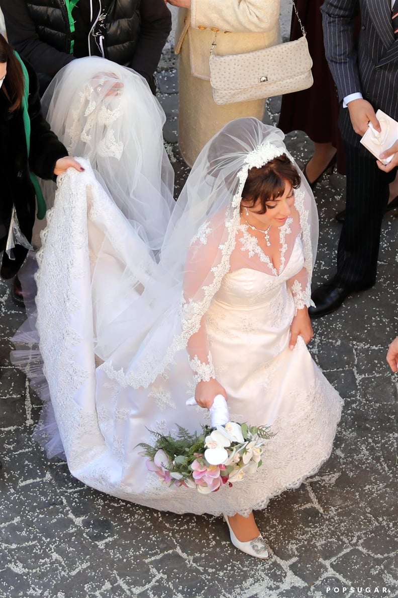 Lady Gaga is a Gucci bride on the set of House of Gucci in Rome