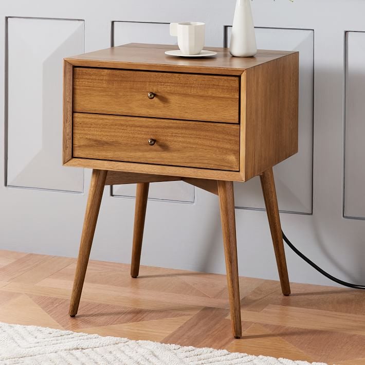 Mid century cheap charging nightstand