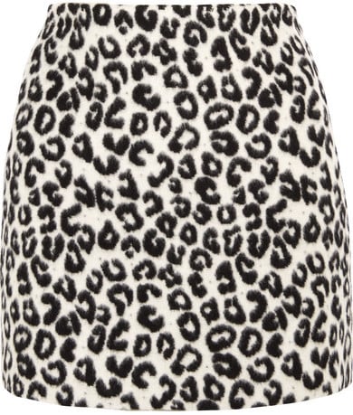 Maje Leopard-print Brushed-felt Mini Skirt