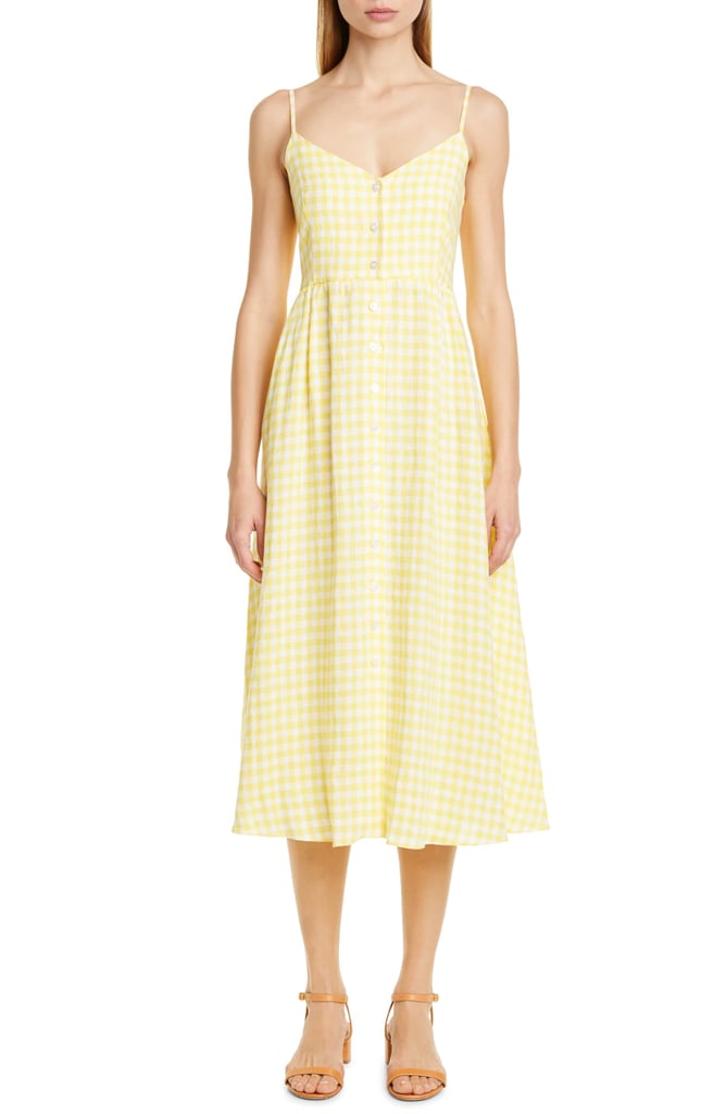 Mansur Gavriel Gingham Linen Midi Dress