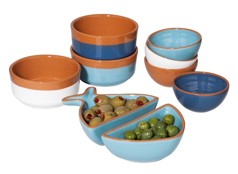 Assorted terracotta serving dishes ($4 to $13).