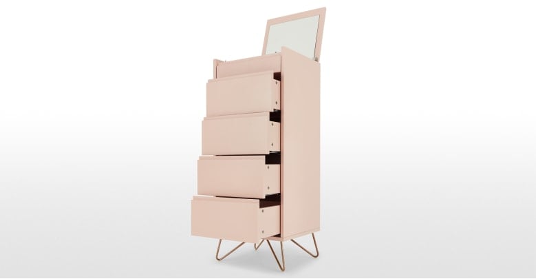 Elona Vanity Chest Of Drawers in Dusk Pink