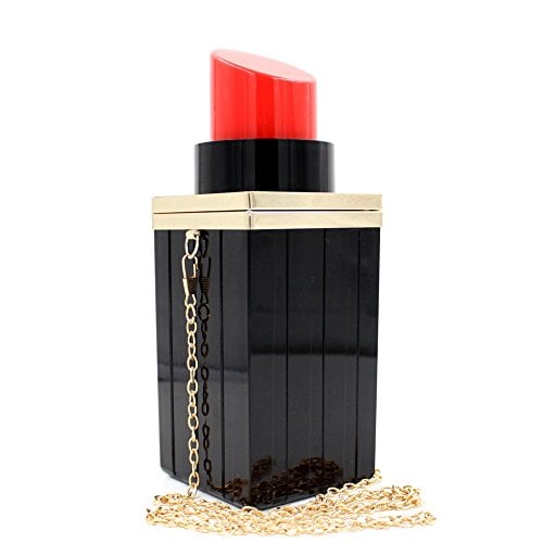 Outermart Acrylic Black Lipstick Shape Evening Bag