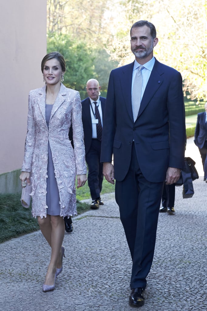Queen Letizia's Lavender Lace Coat November 2016