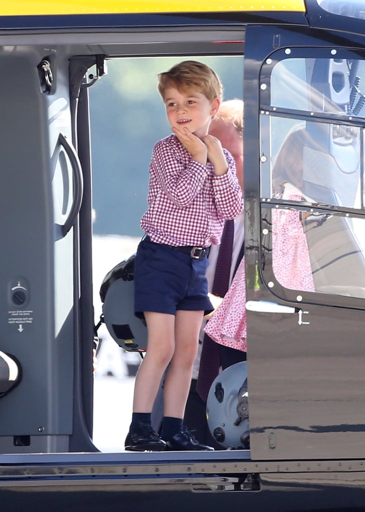 Meanwhile, Charlotte's older brother looked delighted to be around helicopters again.