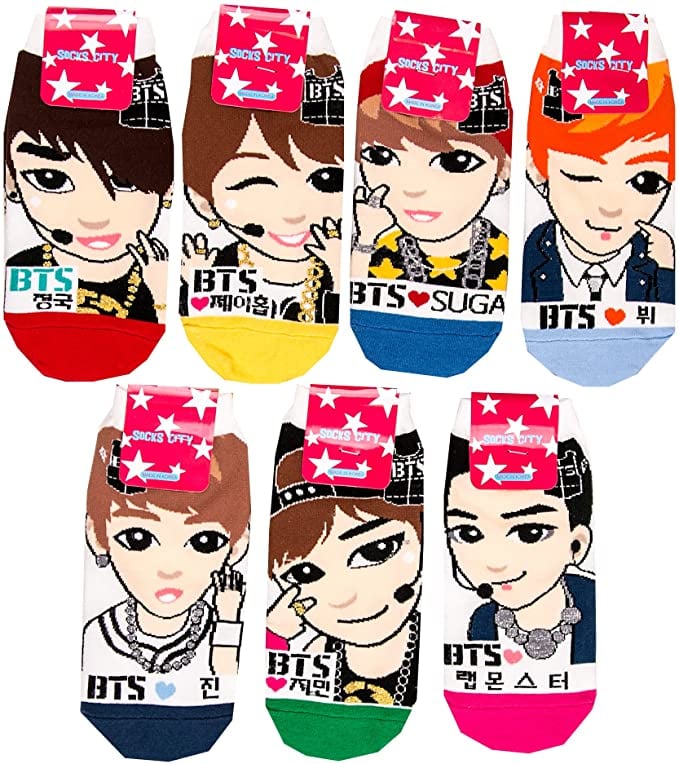 Women's K-pop BTS Cartoon Character Socks