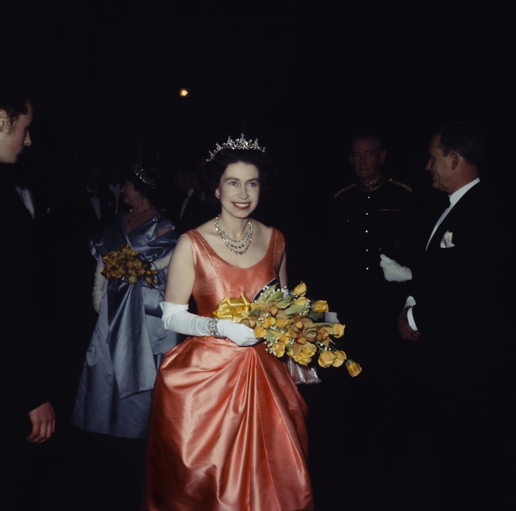 Queen Elizabeth II at the Royal Academy of Dramatic Art in London in 1964