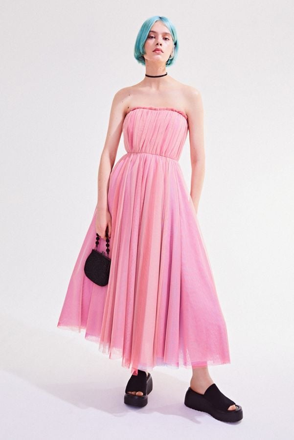 Betsey Johnson UO Exclusive Prom Queen Strapless Chiffon Midi Dress