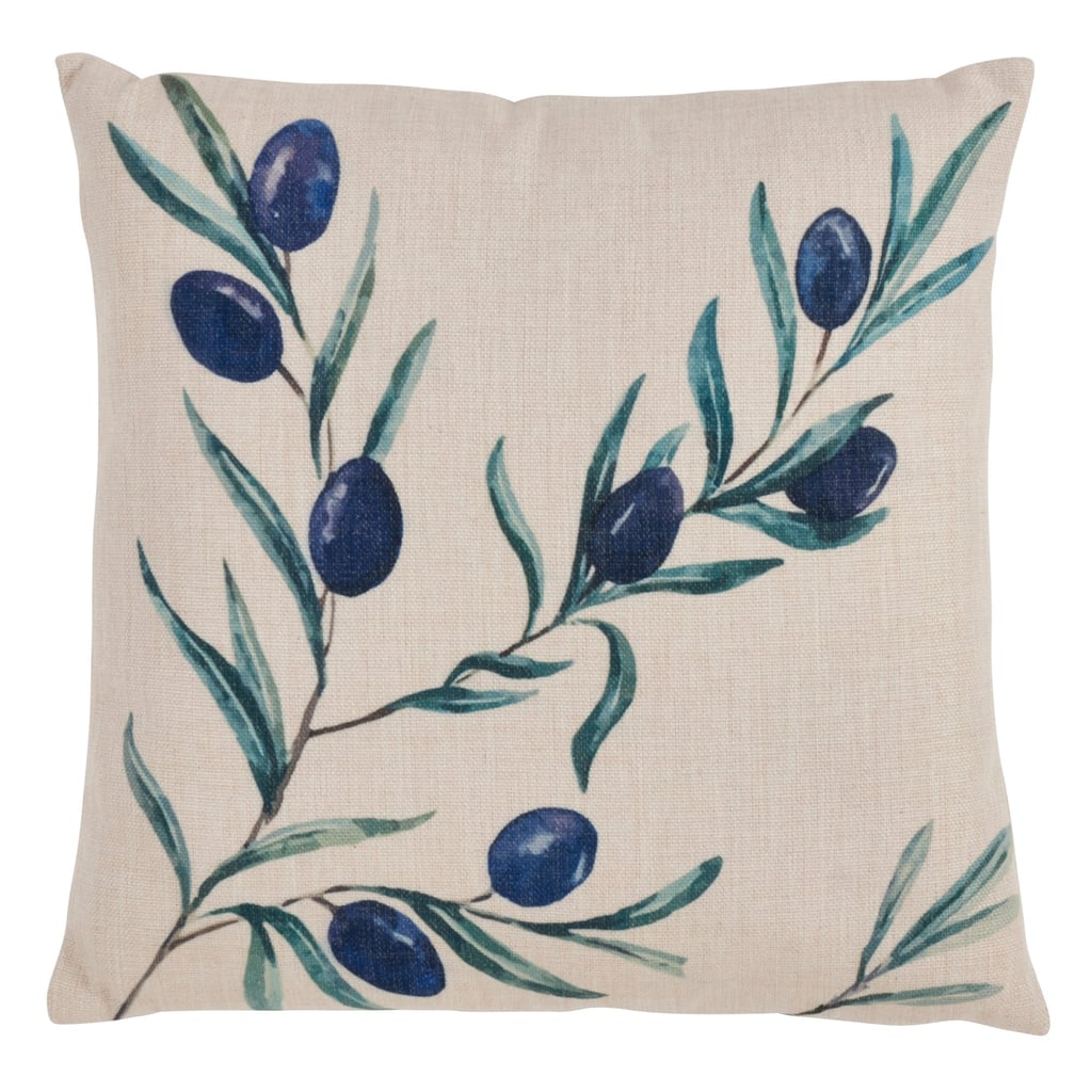 Madeline: Saro Lifestyle  Olive Branch Print Multicolored Throw Pillow