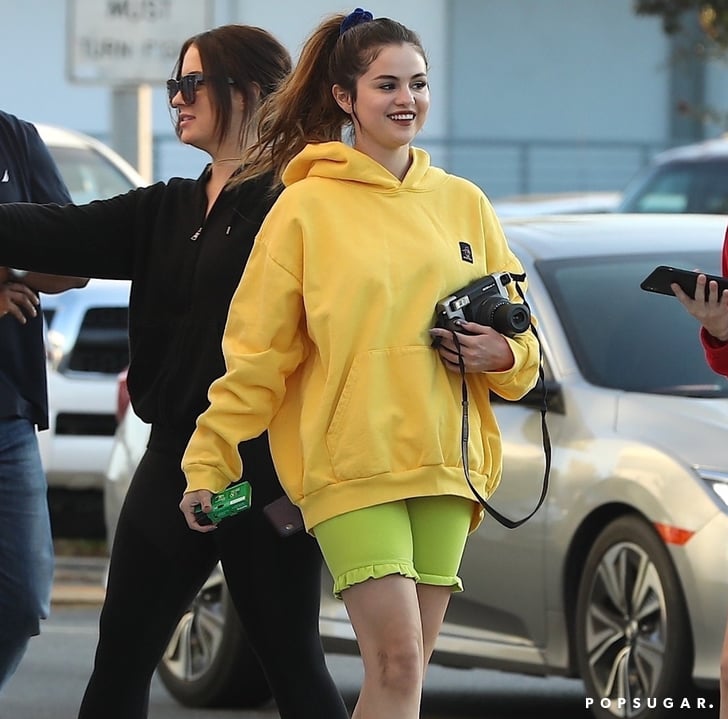Selena Gomez's Lime Green Ruffled Biker Shorts Are Adorable