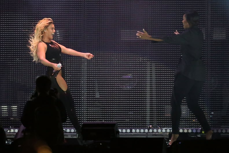 She looks natural on stage with Beyoncé.