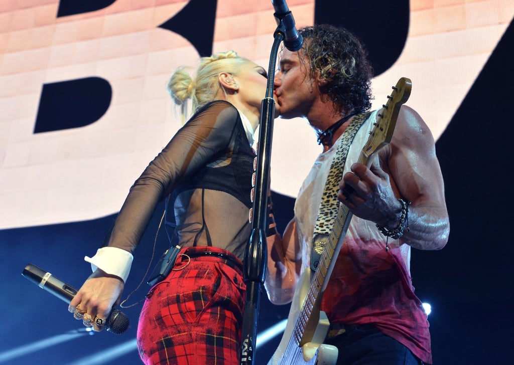 The couple kissed after she surprised the crowd on stage during his performance with Bush at KROQ's Almost Acoustic Christmas concert in LA in December 2012.