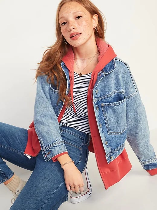 Old Navy Cropped Boyfriend Workwear Jean Jacket Best Lightweight