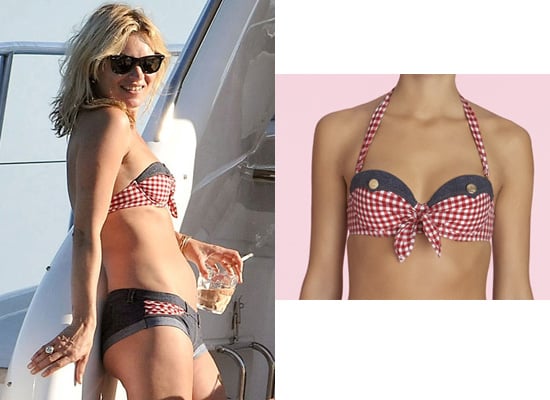 Kate Moss Gingham and Denim Bikini Agent Provocateur on Holiday in France