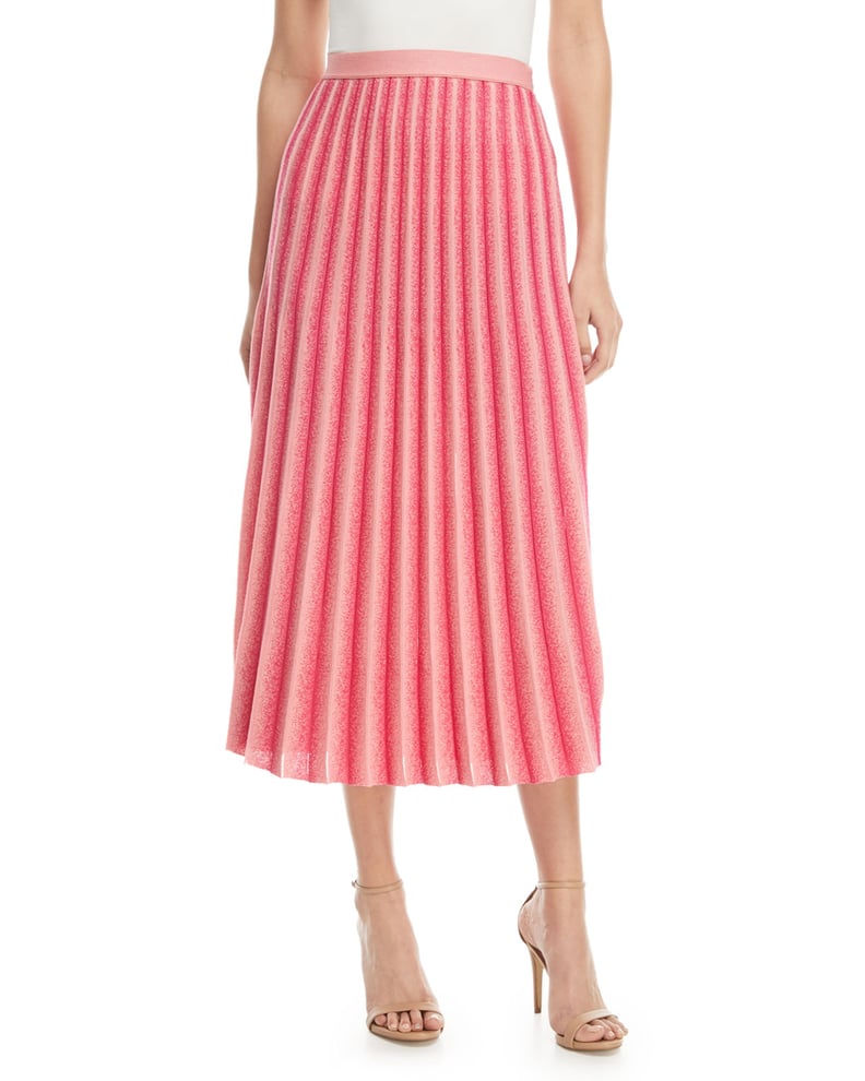 Derek Lam 10 Crosby A-Line Pleated Striped Knit Midi Skirt