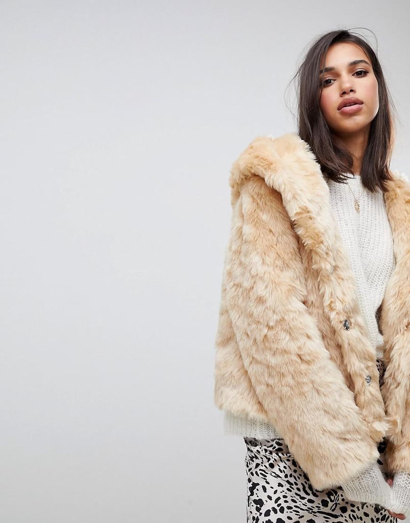 ASOS Hooded Fluffy Faux Fur Coat