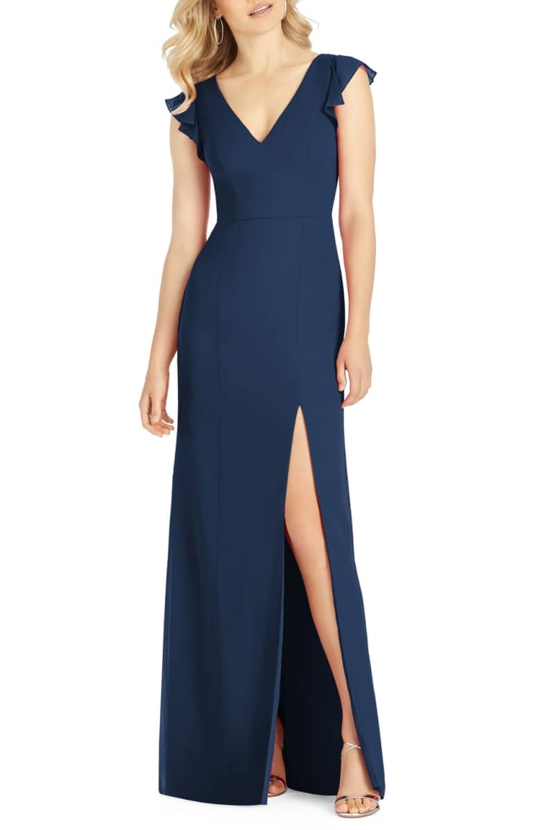After Six V Neck Ruffle Sleeve Evening Dress Wedding Season Is