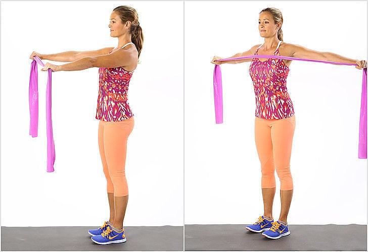 Standing Reverse Fly With Exercise Band 15 Chest Exercises