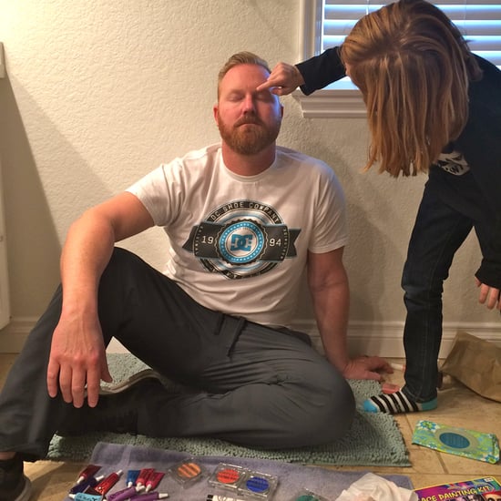 Kids Putting Makeup on Dad