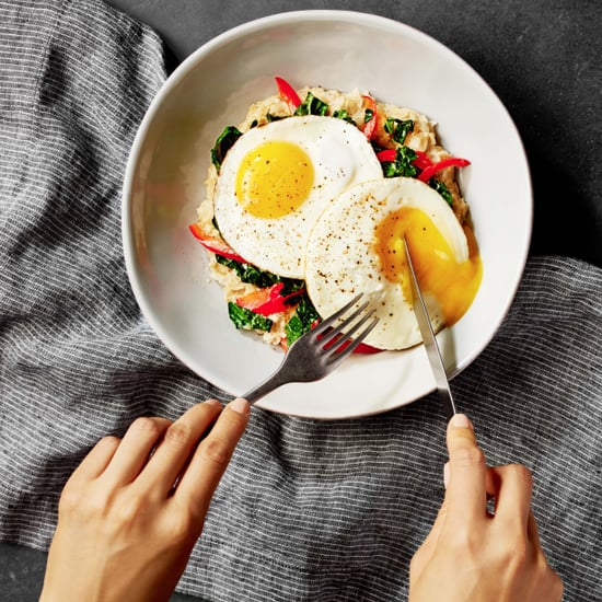 Savory Oatmeal With Garlic Sautéed Kale, Peppers, and an Egg