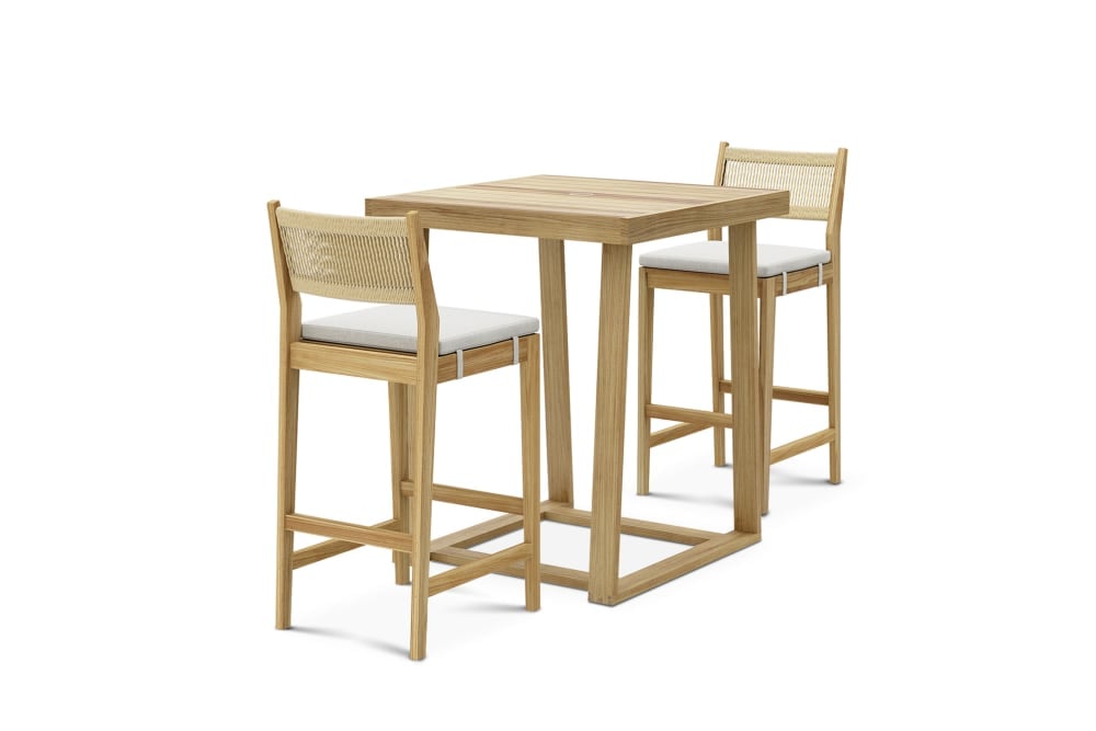 Rio Outdoor Teak Bar Table and Stool Set